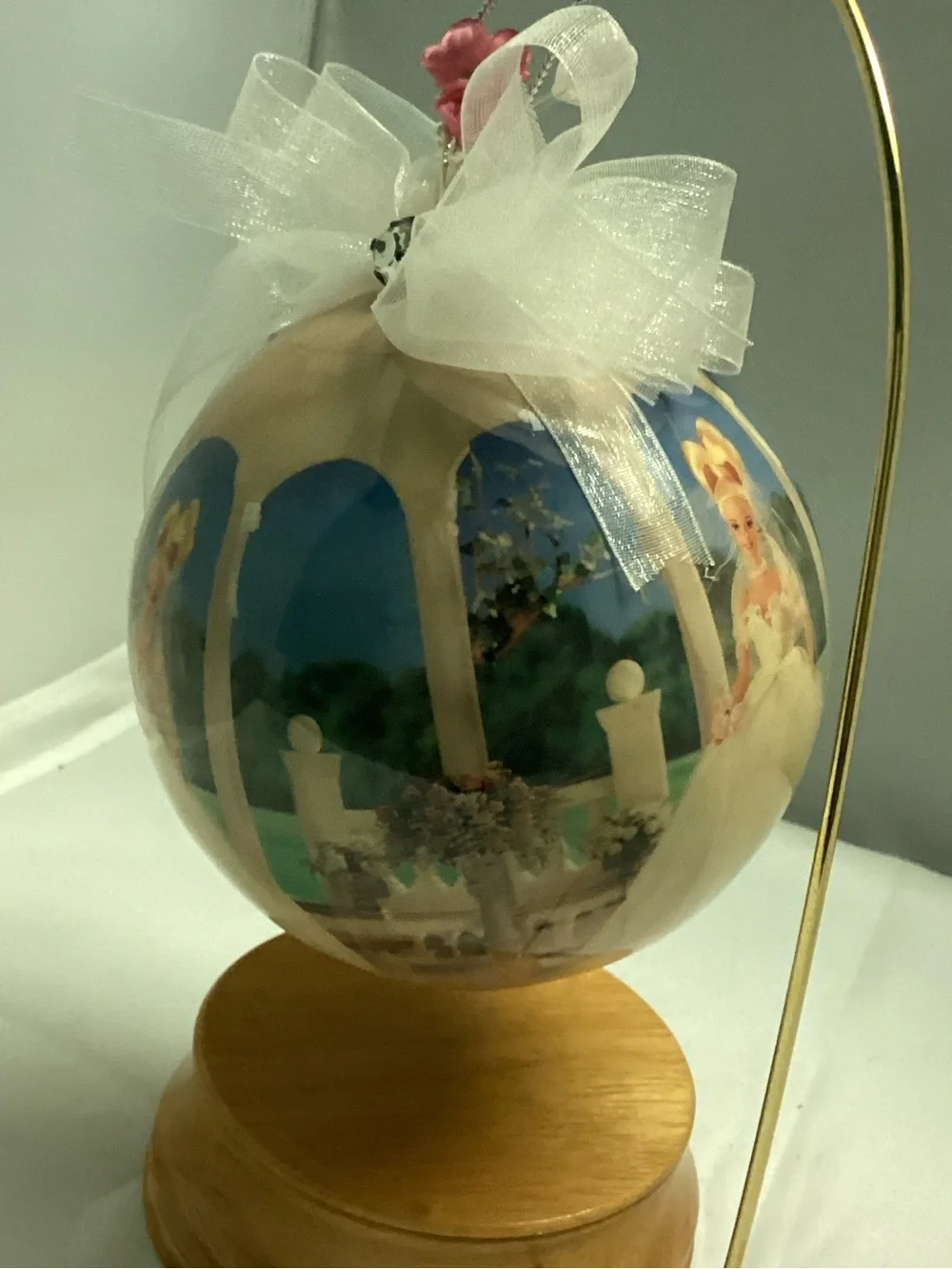 Barbie Dream Bride Pink Decoupage Ornament 4” with Wooden Stand